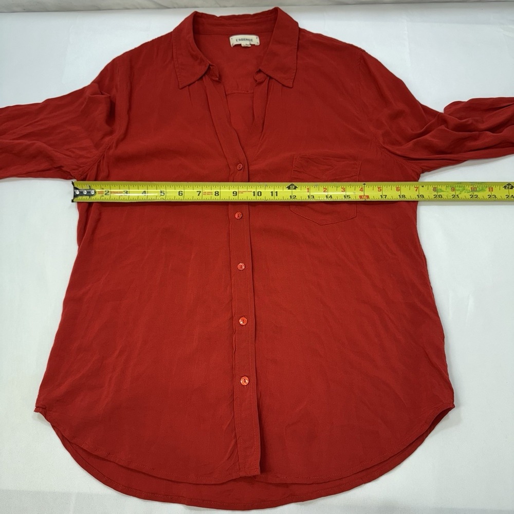 Women's Button-Front Blouse - Rust Red - Picture 12 of 13